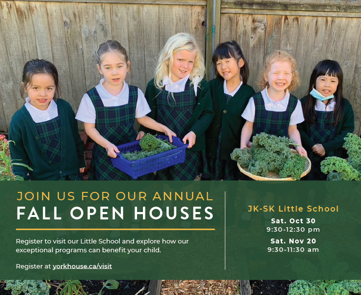 JK-SK Little School Admissions Open House tomorrow: Sat. Nov 20 from 9:30-11:30 am. Register to visit our Little School campus and explore how our exceptional programs can benefit your child. Register at yorkhouse.ca/visit #myYHS