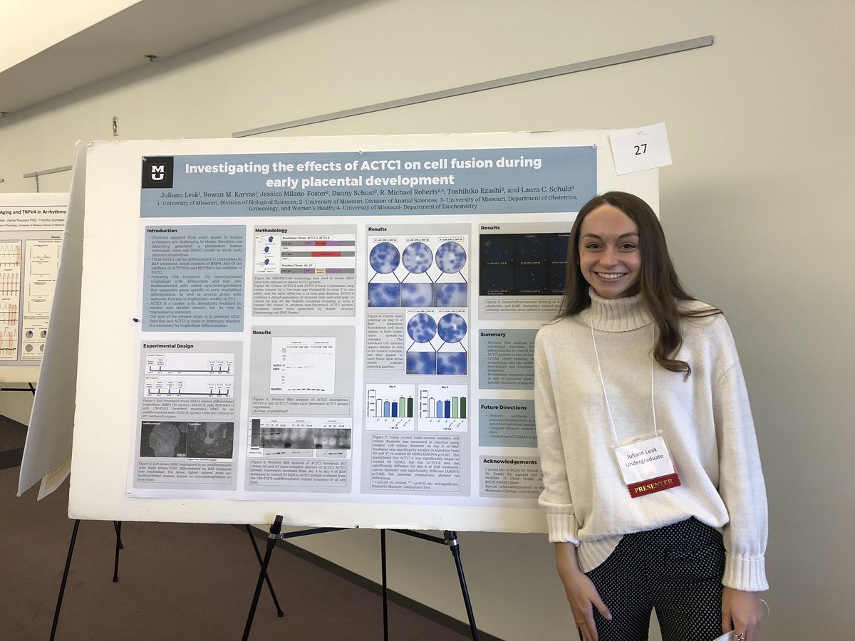 Kathryn Storey (@sciencestorey) on Twitter photo Extremely proud of <a href="/LCSchulzLab/">Schulz Lab - MU</a> undergraduate researcher <a href="/juliann_leak/">Juliann Leak</a> for presenting her work on ACTC1 in early placental development today at <a href="/Mizzou/">Mizzou</a> #healthsciencesresearchday! Extremely proud of <a href="/LCSchulzLab/">Schulz Lab - MU</a> undergraduate researcher <a href="/juliann_leak/">Juliann Leak</a> for presenting her work on ACTC1 in early placental development today at <a href="/Mizzou/">Mizzou</a> #healthsciencesresearchday!
