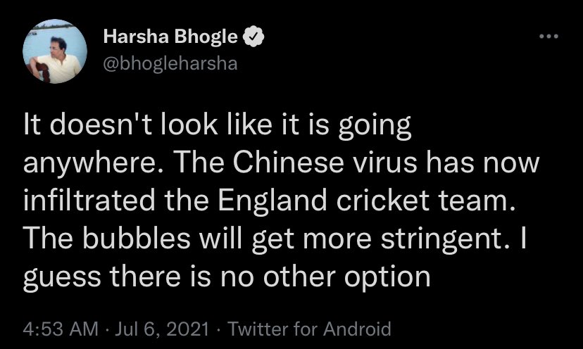 shankarb1985's tweet photo. @bhogleharsha I was and still am one of ur biggest fans.but this tweet of urs hurt a little bit.these kinds of comments caused racial attacks against this section of ppl in many countries(not intended).so no one can play the victim here.we(u and me) might also be equally guilty.. https://t.co/iMLXDkzJV7