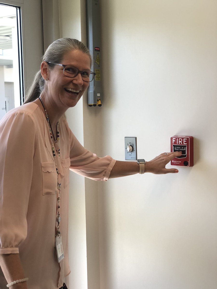 Thankful for our school counselors. Mrs. Flaque was very excited to be part of our fire drill! #gratitude #BeTheLight @POEKPOE