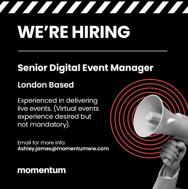 onlyhesk's tweet photo. Looking for a new role? I am currently recruiting for a number of event professionals to join me here at @MomentumWW. Interested? Drop me message or @ someone who you may know that could be interested. 👊🏾 https://t.co/A0wFojMxCJ
