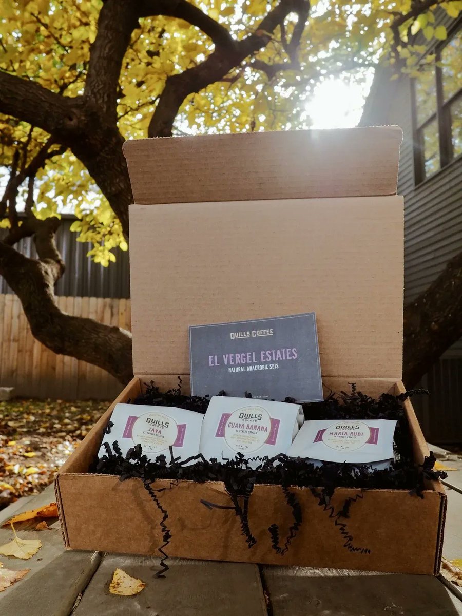 This box set is from the El Vergel Estate in Tolima, Columbia, which are owned and operated by Marta and her two sons, Shady and Elias Bayter. This box set contains three natural processed coffees each using anaerobic fermentation.
Currently available online.
#coffeedrop