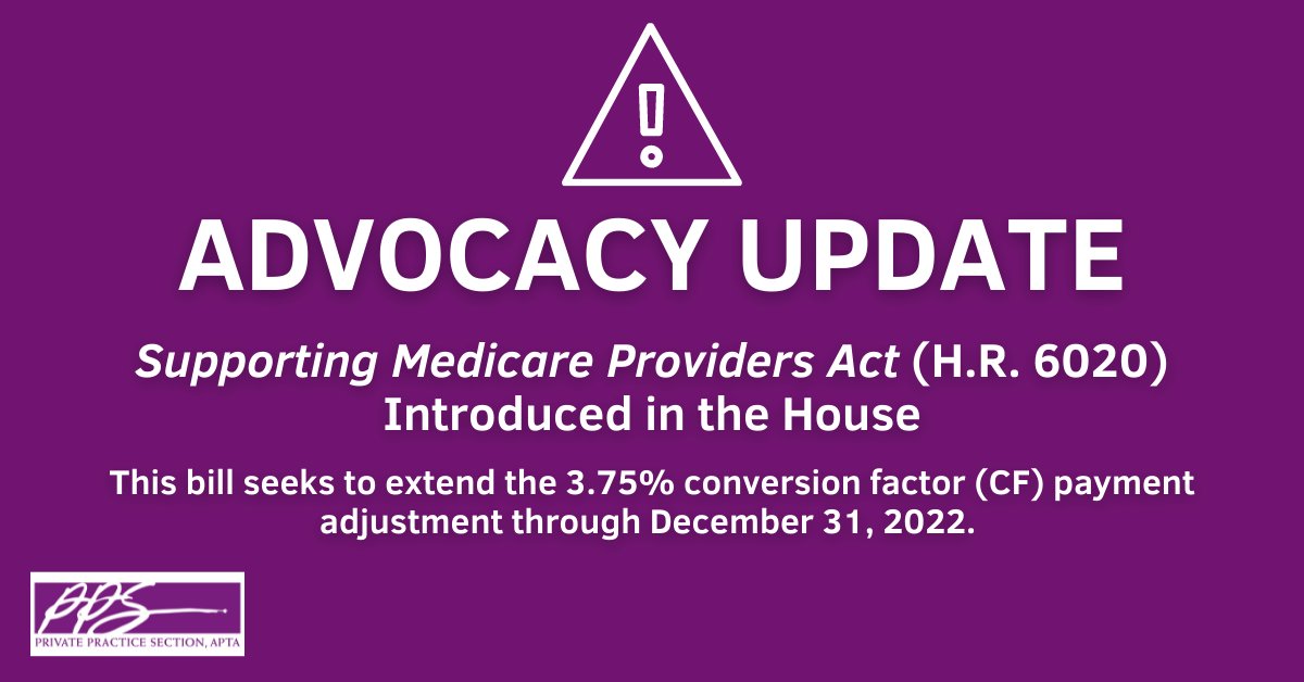 pps_apta's tweet photo. THANK YOU @RepBera &amp; @RepLarryBucshon for introducing the Supporting Medicare Providers Act (H.R. 6020), which aims to provide a one-year extension of the 3.75% Medicare payment adjustment. This legislation would enable private practice PTs to keep their clinic doors open. https://t.co/Y8n2IoBIFA