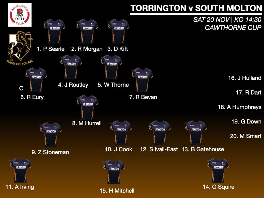 Head Coach Scott Warren-Williams has named our side to face Torrington on Saturday 🏉

#wearemolton |#TORRINGTONvMOLTON 

📍 Donnacroft Fields, Torrington 
🕒 2:30pm
🏆CAWTHORNE CUP
🎖DEVON 1

<a href="/TheVoiceNDevon/">The Voice North Devon</a>
<a href="/ndgazette/">North Devon Gazette</a>
<a href="/NDGazetteSport/">NDevon Gazette Sport</a> 
<a href="/swsportsnews/">South West Sports News</a>