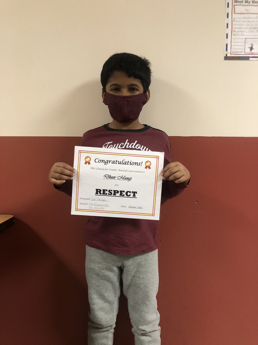 Congratulations to our winner of the Character Counts award for respect! Dheer, continue to be a leader both in and out of the classroom. <a href="/ZywickiR/">Dr. Robert R. Zywicki</a> @MathWithMrsM <a href="/CMSmtolive/">CMS Elementary School</a> <a href="/KatVizzone/">Kat Vizzone</a> @CMS_MrsRoman