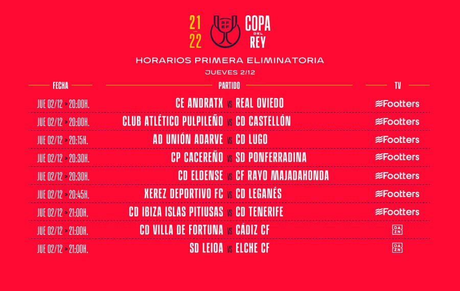 ⚽️ ¡Ya conocemos el día y el horario del partido de Copa del Rey!

Nos enfrentaremos al <a href="/Cadiz_CF/">Cádiz Club de Fútbol</a> el jueves 2 de diciembre a las 21:00 horas y será televisado por DAZN.

¡Qué ganas de que llegue el gran día!