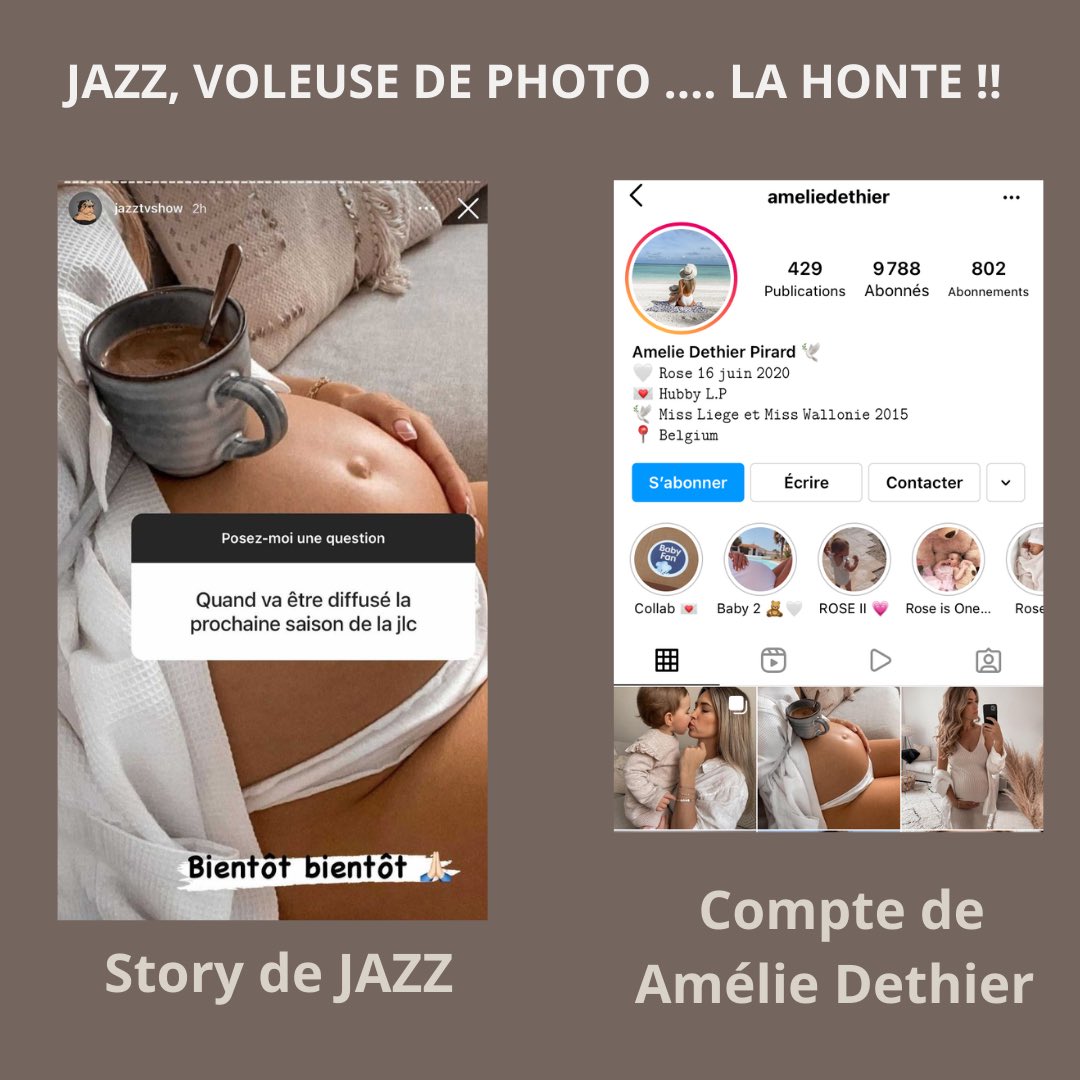 Audreylunique's tweet photo. Quelqu’un peut m’expliquer l’intérêt de #jazztvshow de voler la photo d’une autre femme enceinte pour la poster sur sa story ? 
Mais quelle misère humaine … https://t.co/ZBMoKOIikM