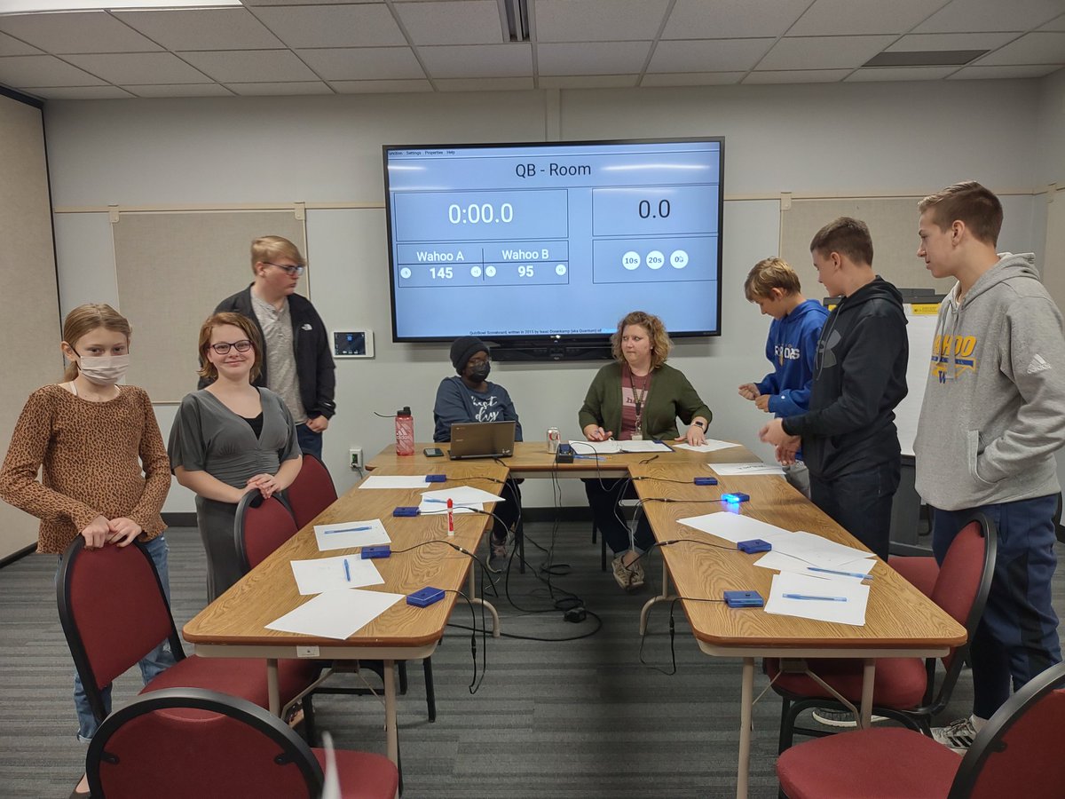 TchrHeidiAdams's tweet photo. @wahoopublic middle school HAL students competed in their first ever #quizbowl tournament today in the #trailblazerconference @ESU3. They did very well, especially for first timers, even when the 2 teams went against each other.  #goodsportsmanship https://t.co/lwrBJ5Siua
