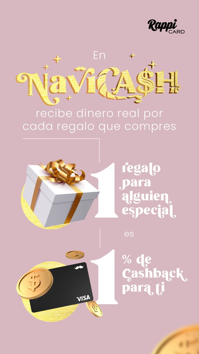 RappiPay's tweet photo. Tu Navidad ahora es NaviCash 🎅
Recibe cashback ilimitado de por vida💥🚀 #GoRappiCard #NaviCash https://t.co/ZLTDNo4JJP