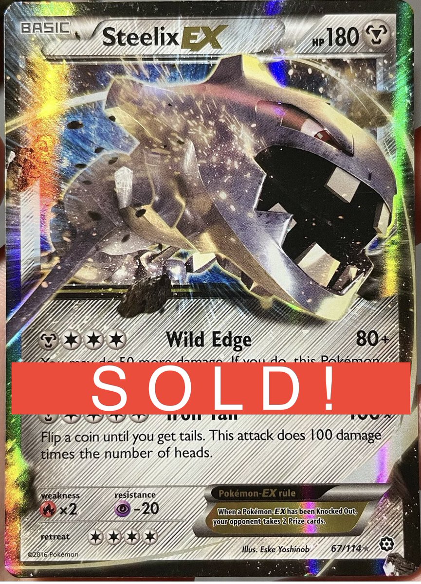 LaxX_Goods's tweet photo. SOLD these guys today! 
Think I still have one more Steelix EX ✌️🥸 

#Pokemon #pokemonCards #pokemonTCG #Collectibles #steelix #pokemongo #pokemonxy #toys https://t.co/hVj0ARVlUk