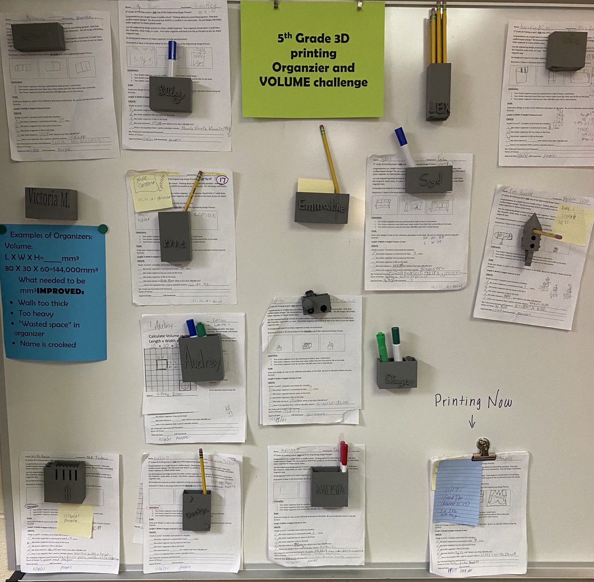 STEMKurtz's tweet photo. When your STEM class is “back” post a blended/virtual learning 2 years. 5th graders are 3D printing organizers to prepare for their middle school futures, using metric volume constraints! @sopecreek ⁦@STEMcobb⁩⁦⁩ ⁦⁦@mergeedu⁩ ⁦⁦@CobbInTech⁩ https://t.co/RMrsX4Tol7