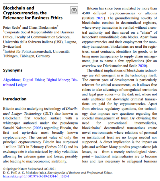 eisenreich's tweet photo. VeChain x Business Ethics
VeChain was mentioned in a recent article titled 'Blockchain and Cryptocurrencies, the Relevance for Business Ethics.' 🔖
Full Pdf 👇
https://t.co/u9e6koVUP5
#VeChain $VET #VeFam #Blockchain #Technology #TrustMachine https://t.co/eoHuElMZJA