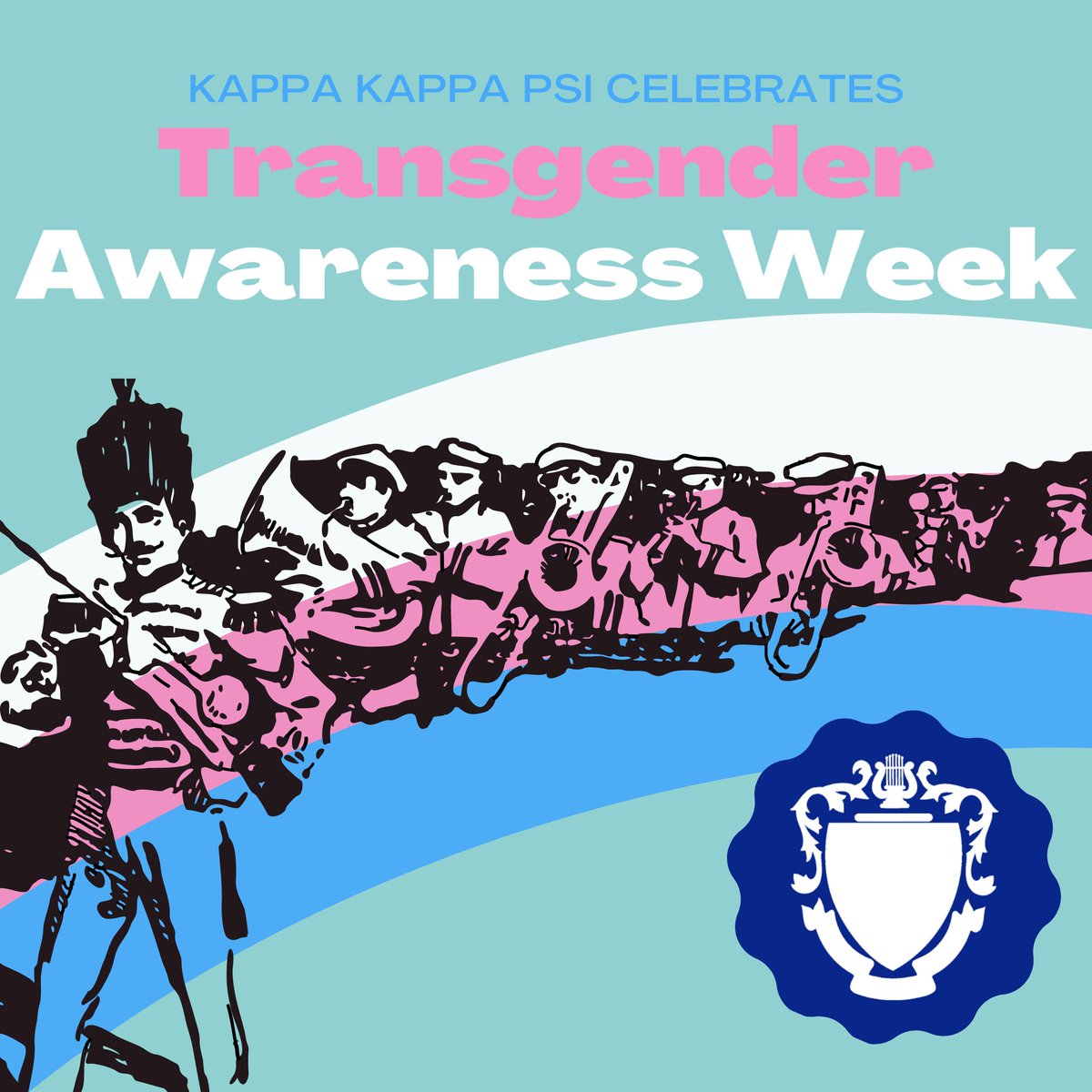 KappaKappaPsi's tweet photo. Kappa Kappa Psi celebrates and honors Transgender Awareness Week. The week leading up to Transgender Day of Remembrance on Nov. 20, Nov. 13-19, people and organizations participate to help raise the visibility of transgender people and addresses the issues the community faces. https://t.co/Rl6N1XNIJh