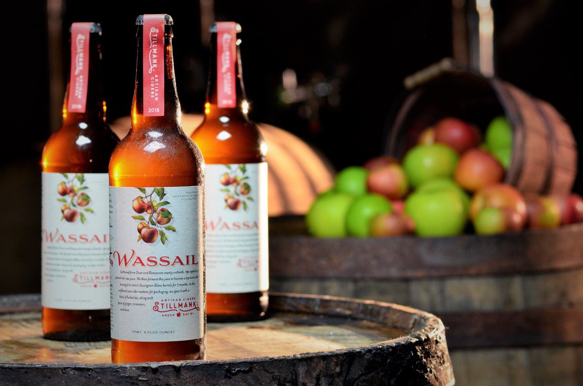 Holiday Cider bottles for sale starting today!! Wassail, our hard cider 100% from Door County apples, matured in Sauvignon Blanc barrels, and spiced with cinnamon and clove. Available in our taproom today when we open at 3pm!!