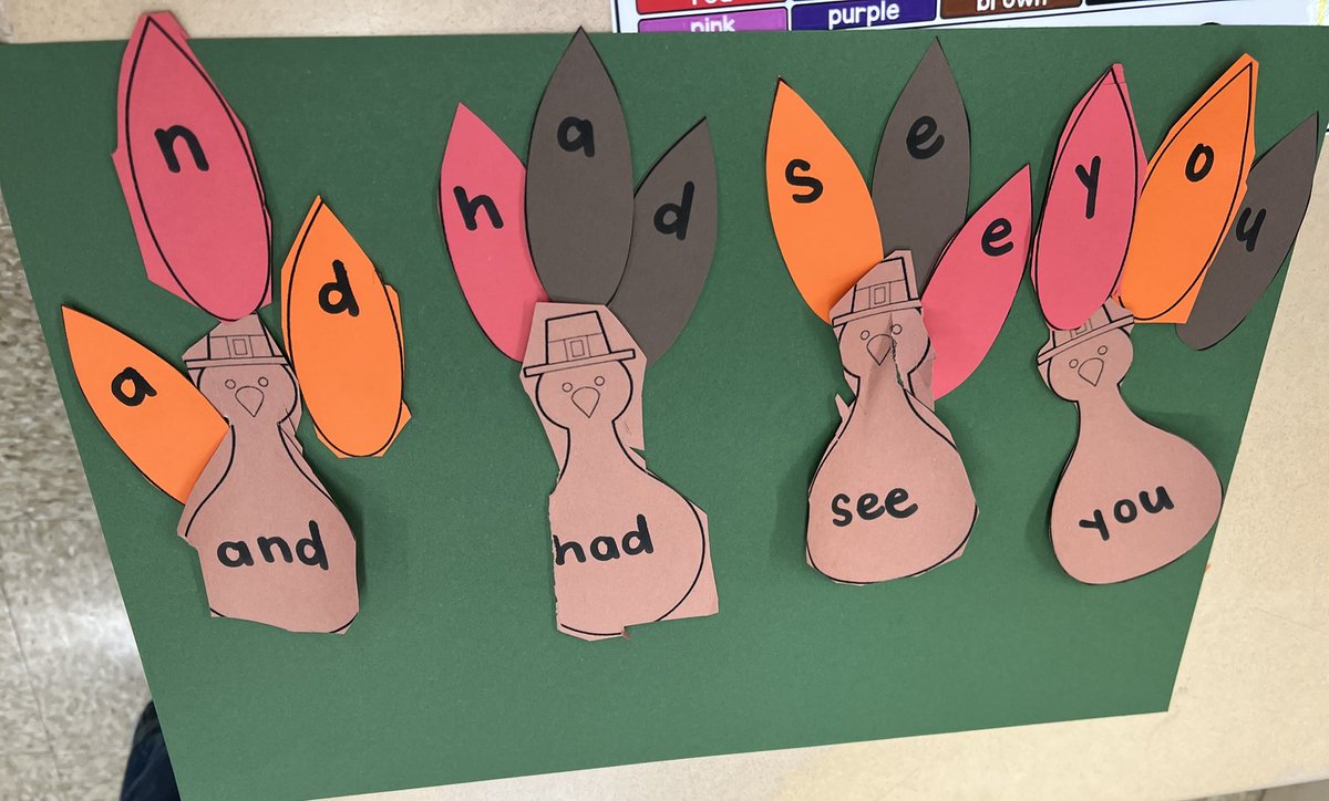 mrsraffer's tweet image. a little festive fun today as students mix and fixed some high frequency word turkeys! 🦃