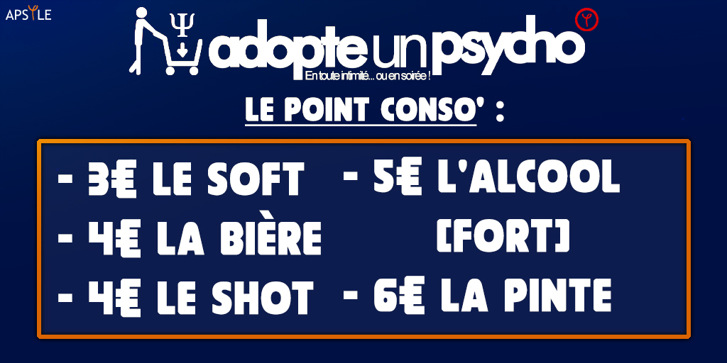 Apsyle's tweet photo. Hello les psychos !

On est à J-5 avant la soirée, un p'tit point conso' s'impose ! ;) https://t.co/Tt3fJu4Txq