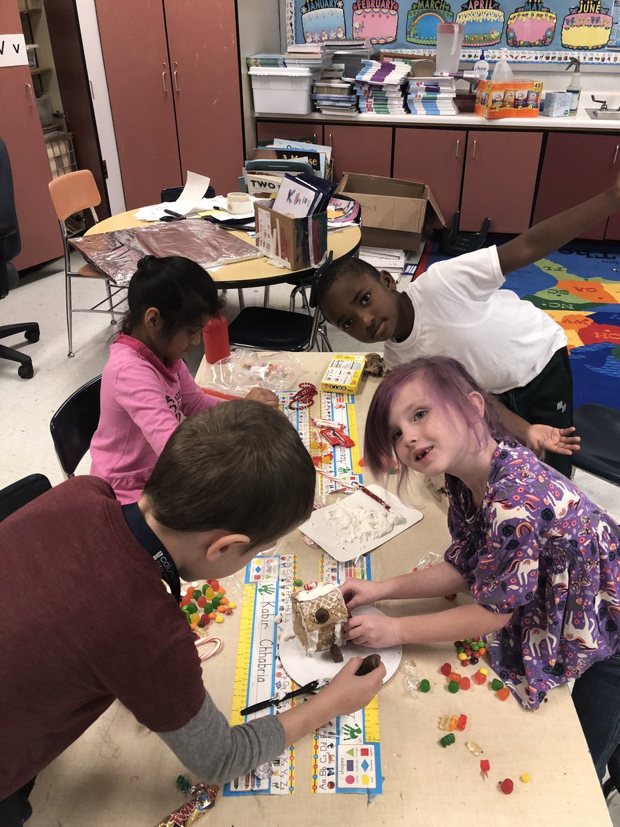 peterbl93898232's tweet photo. Check out our gingerbread houses. My first graders were awesome today. #fantasytrees here they come. https://t.co/JITmP9YYNN