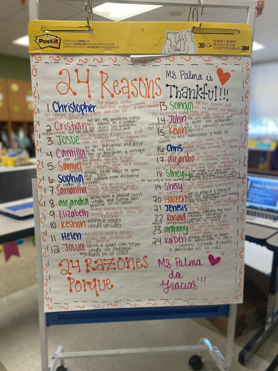 mspalmaneff's tweet photo. I don't think I can even begin to express how thankful I feel this year : as a first year teacher doing something I absolutely love, having amazing students and families who support me, but I thought I would try to put it into words. Here's 24 reasons Ms.Palma is thankful ♥️ https://t.co/3eR9hZaHic