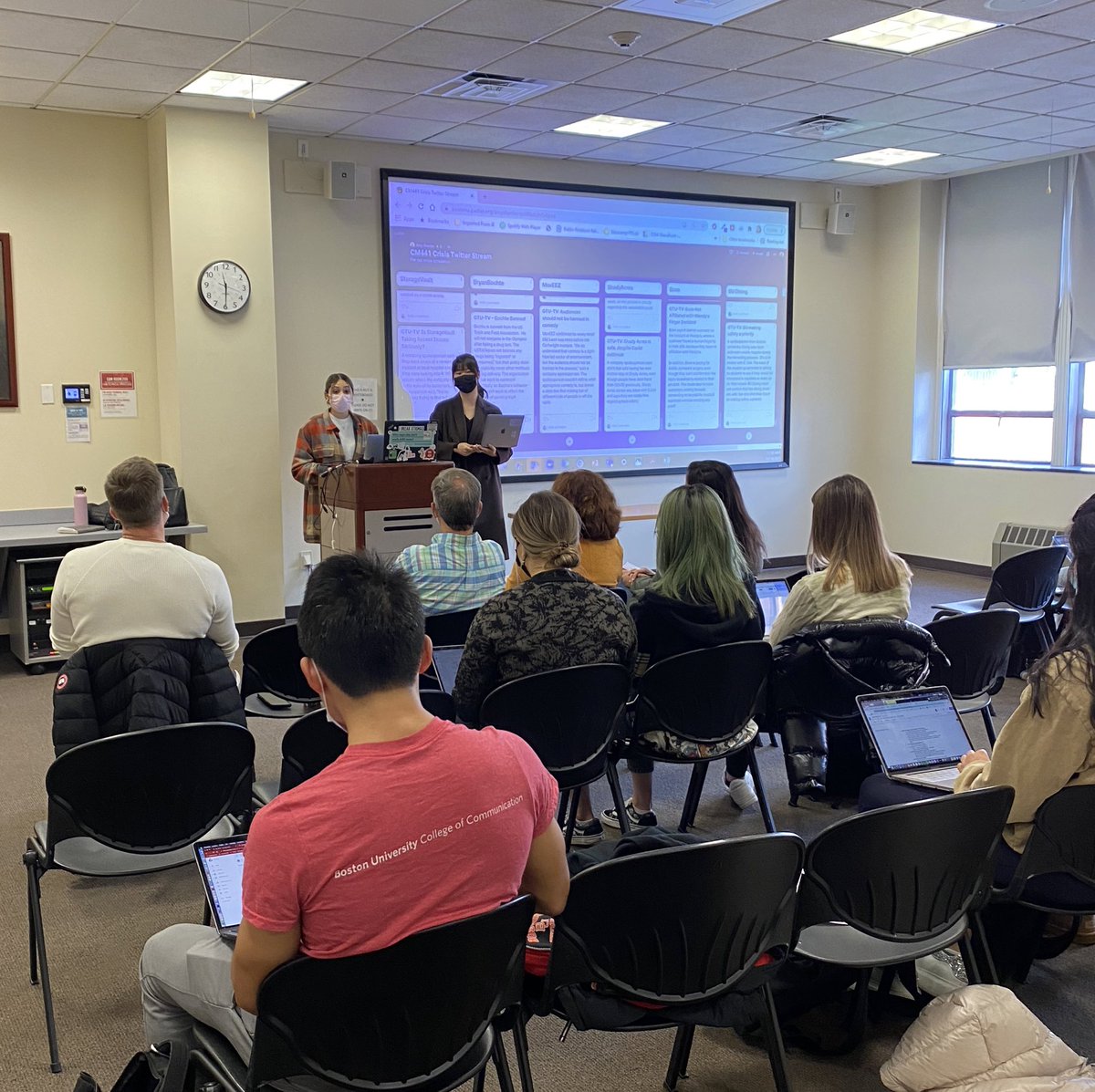 That’s a wrap for <a href="/COMatBU/">College of Communication, Boston University</a> CM441 crisis week! Students tested themselves by managing news conferences with media (and former media). Congratulations, students, for tremendous work under pressure.