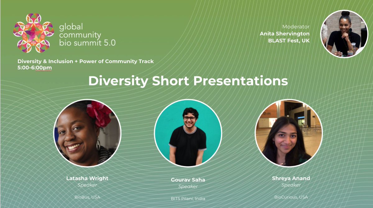 's tweet image. Super excited about our current "Diversity Short Presentation" in D&amp;amp;I/Power of Community track in @globalbiosummit @BioBus @bioCURIOUSlab  #GlobalbioSummit #CommunityBio