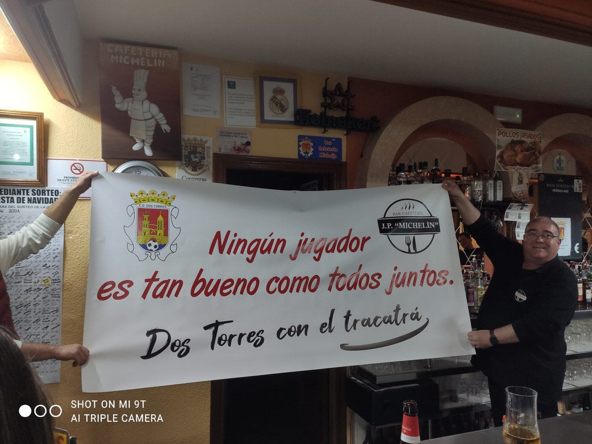 cddostorres's tweet photo. Un pueblo entero volcado con su equipo. Gracias a  BAR CAFETERÍA JP "MICHELÍN por su colaboración y a toda esa gran afición que tenemos detrás. https://t.co/6MIJukiq9i