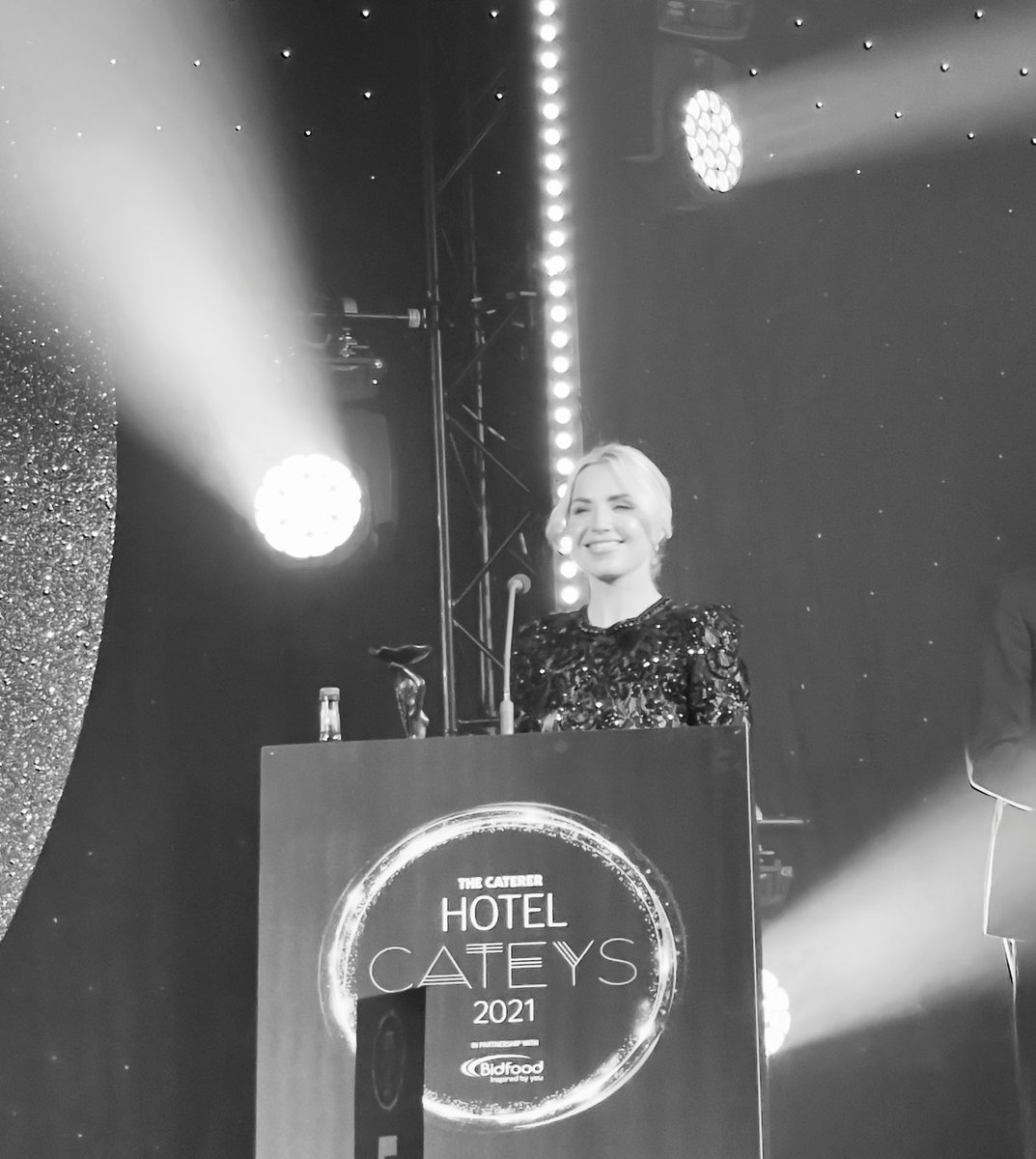 Our very own Emily #hotelcateys presenting an award tonight, bringing it home for the ladies! ⁦@Britvic⁩
