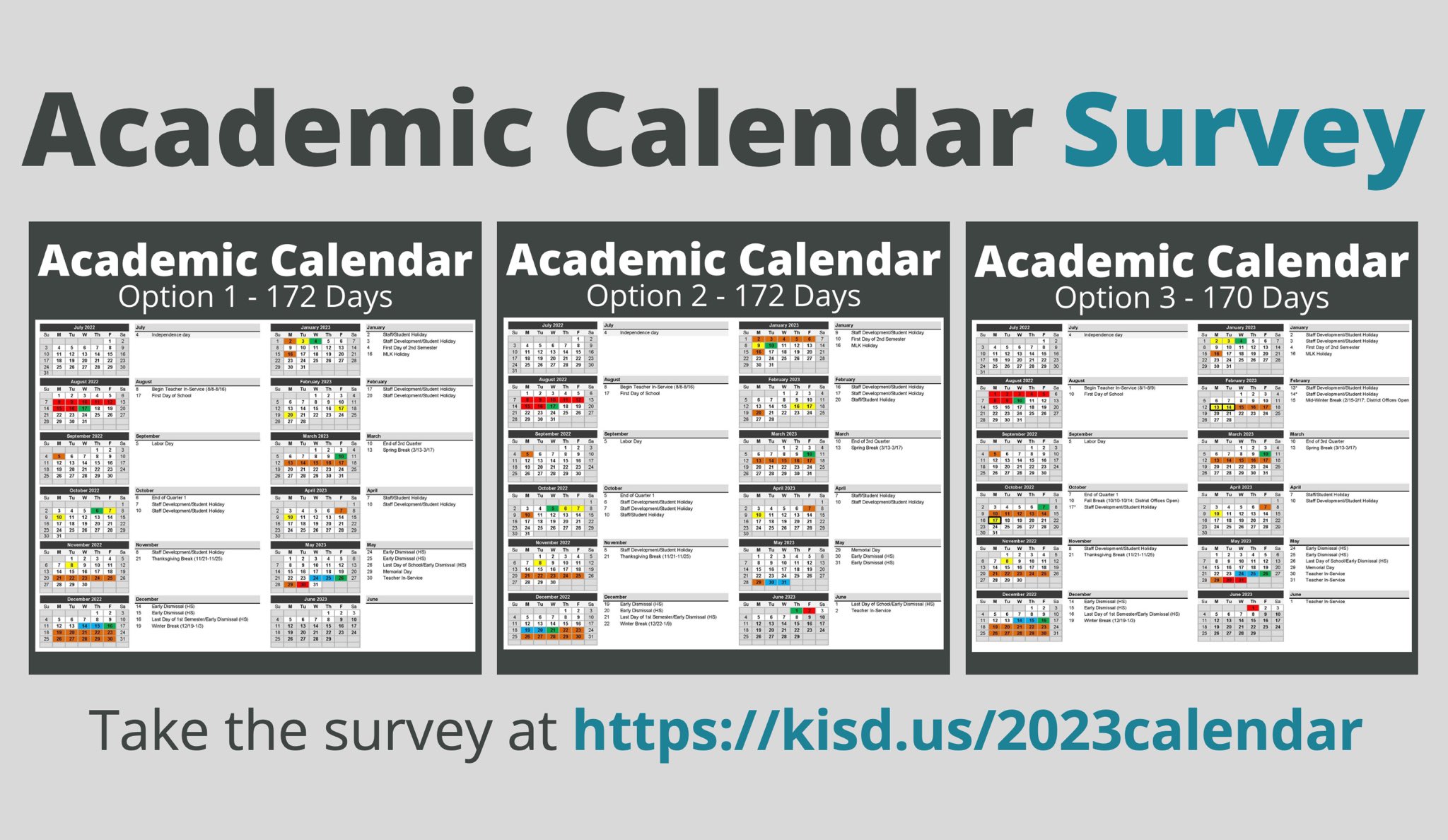 Klein Isd On Twitter: "We Would Like Your Input On The 2022-2023 District Calendar. Please Review The 3 Proposed Calendar Options And Provide Your Feedback. This Survey Will Close At 5 Pm