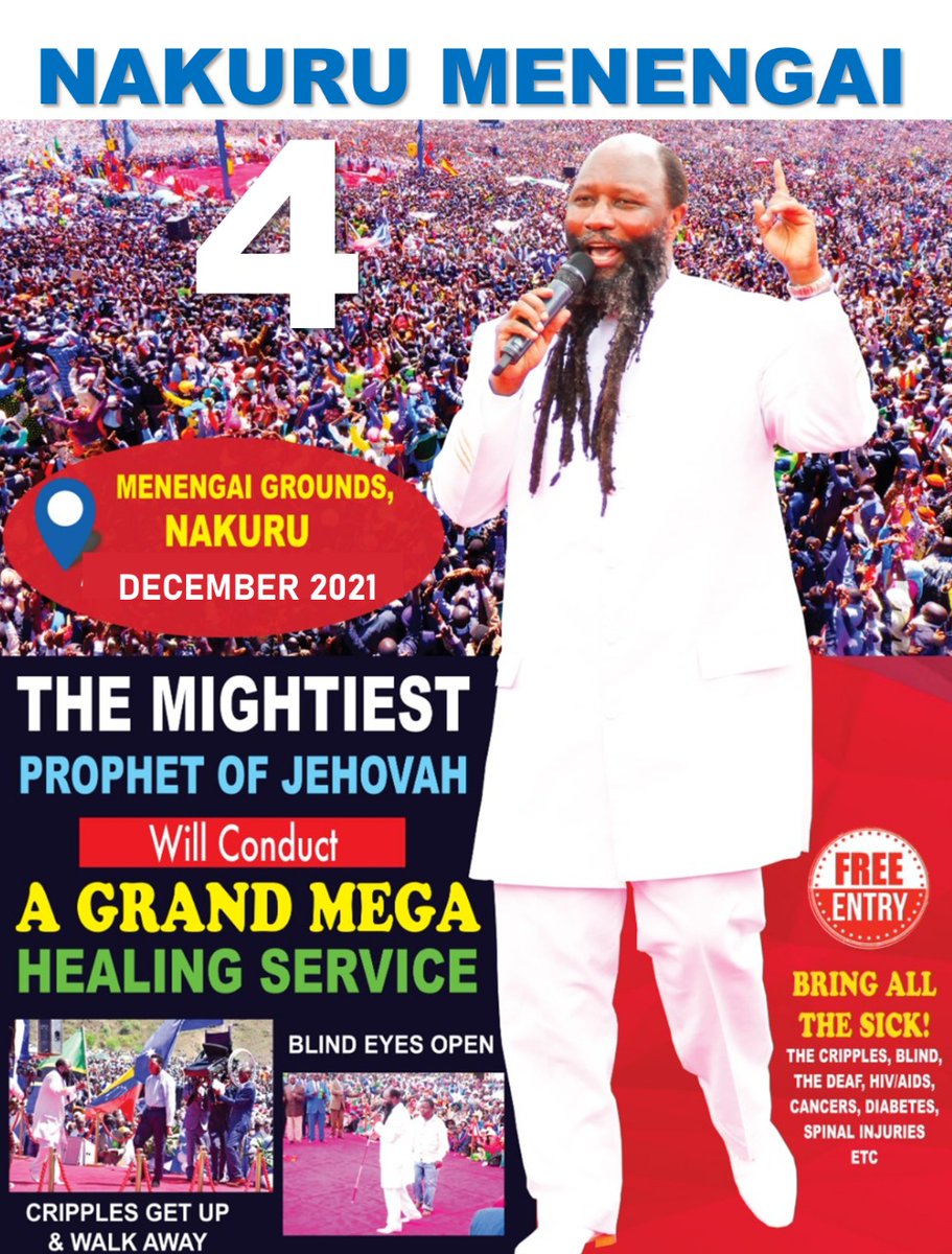 Menengai4,
Menengai4, 
Menengai4,
NAKURU is the place to be at the end of this year.
Let's go to meet the Mega Phophets of JEHOVAH YAHWEH and receive the instructions direct from the THRONE room of GOD concerning HOLINESS and self preparation for rapture.
*#VergeOfRapture*