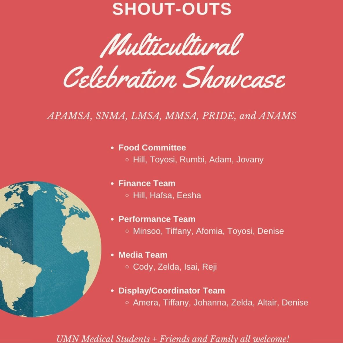 The Multicultural Celebration Showcase is a CAN’T MISS EVENT! Please the agenda for what awesome things will be happening!