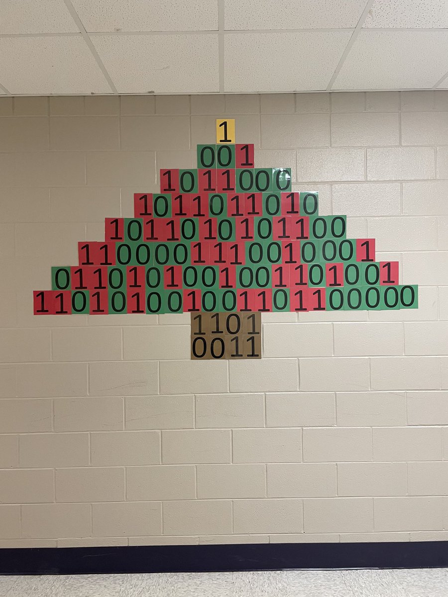 We had a great time with our Jackets Who Code Club! Nothing gets us in the holiday mood like a Christmas tree made out of binary code! #jacketswhocode #jacketpride