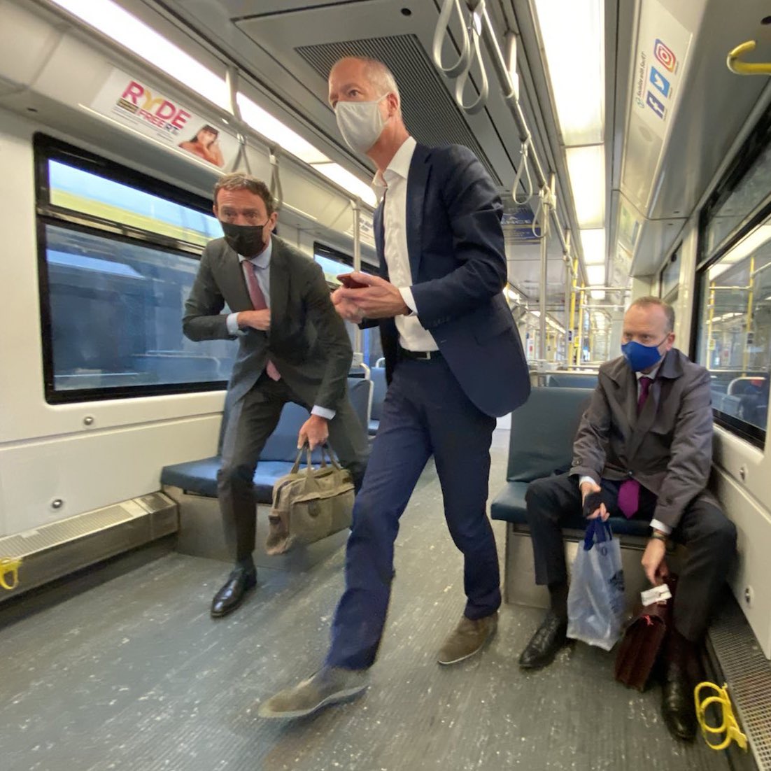 NLinSF's tweet photo. We almost missed our stop!
 
Interesting meeting with  @CA_Trans_Agency and Jeroen Kok of @RebelPMI in the Sacramento lightrail. 

Rebel developed an easy to use transit payment system for California, which only requires a credit card.  #smartmobility #innovation https://t.co/Zd278FPvFH