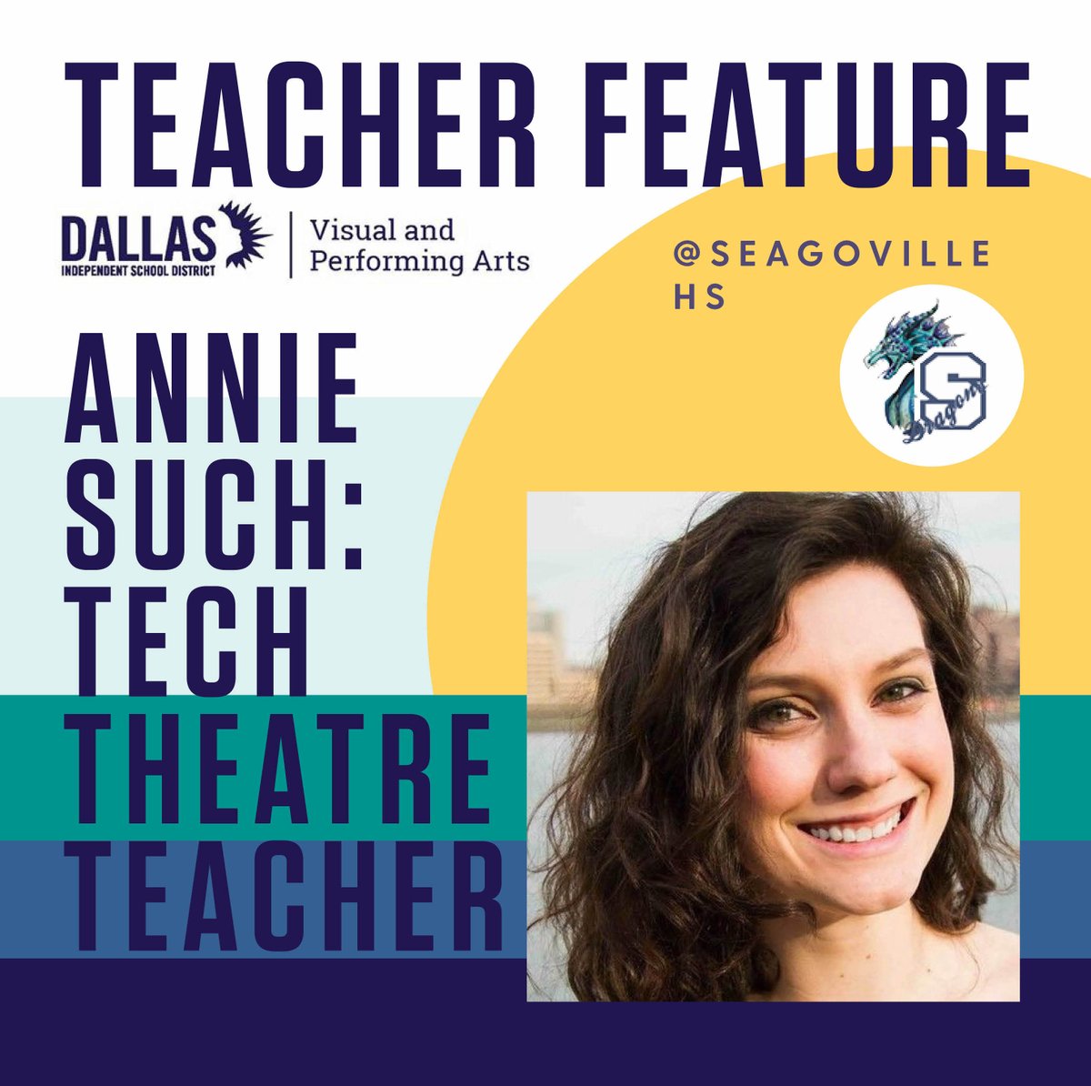 dallasisdvpa's tweet photo. Brava "Teacher Feature" to Tech Theatre Teacher Annie Such @SHSDragonsDISD as our highlight! We appreciate all that you do! #TechTheatre #AES #academicenrichmentsupoort @dallasschools @shannontrejo @timlinley @dallasisdvpa @DISD_Libraries @IsdJrotc @DallasISD_HPE @DallasisdSTEM https://t.co/27nobApqFD