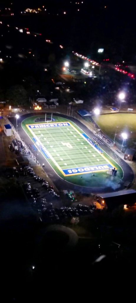 Coach_JWheeler's tweet photo. DAWGS advance to the 4th Round in the 2A East after a big time win over Nash Central.  

Really proud of our staff and these players!  Hope to see a good crowd next week under these Princeton Lights #Darkside☠️ #Princeton🔵🟡 #4thRoundBound https://t.co/dLSEe6AM04