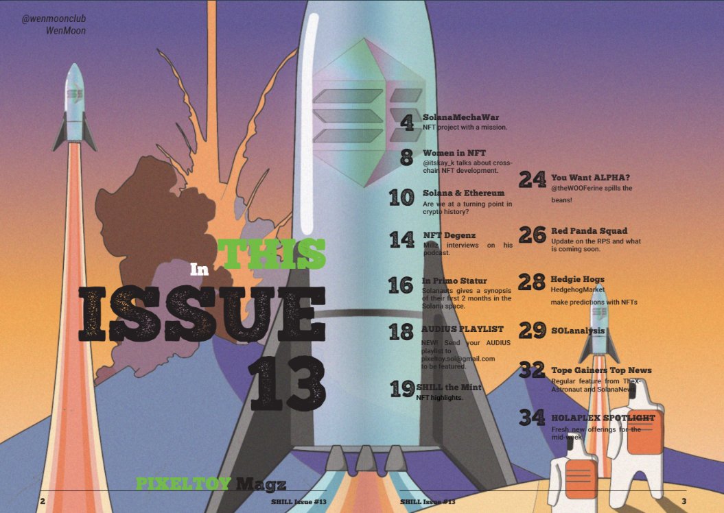 What's in issue 13 of #Shill?
💎💎💎
#FREE 
🔗bit.ly/3npH4wK
Not reading #Shill #zine? #NMGI
#solana #solananft #solananfts #free #alpha
(Like/Retweet would be appreciated)