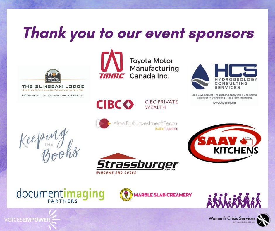 WomensCrisisSWR's tweet photo. Thank you to all of our incredible #VoicesEmpower #BreakTheSilence event sponsors! 

Due to your support Women's Crisis Services is able to provide essential programs and services to women and children experiencing domestic violence 💜

#ThankYou https://t.co/pFB3yHuqZQ