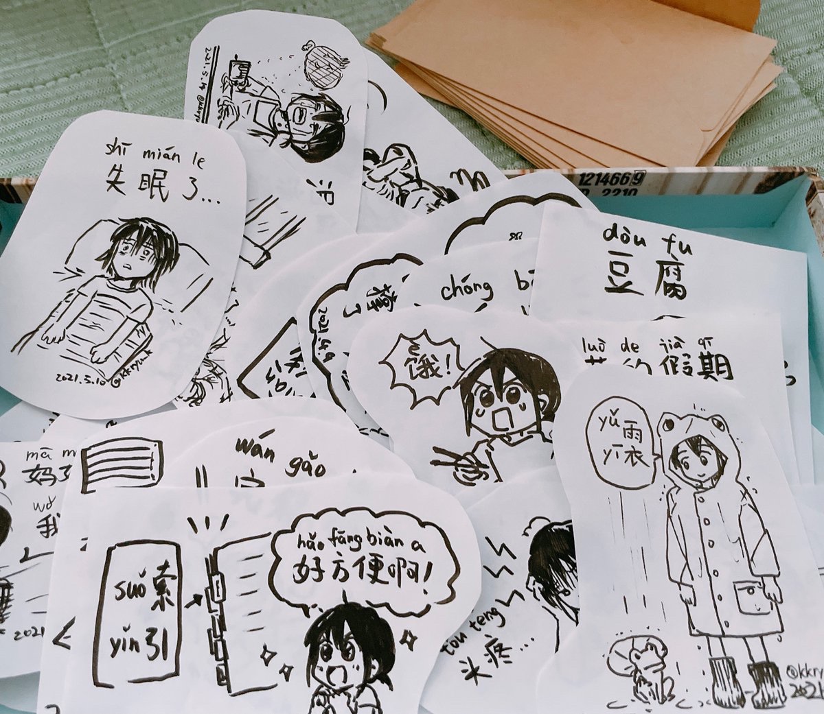 こう見ると、結構描いてたな☺️
#今日のひとこと中国語イラスト
#教えて劉老師
#コミティア138
と15b「時差1時間」で☺️