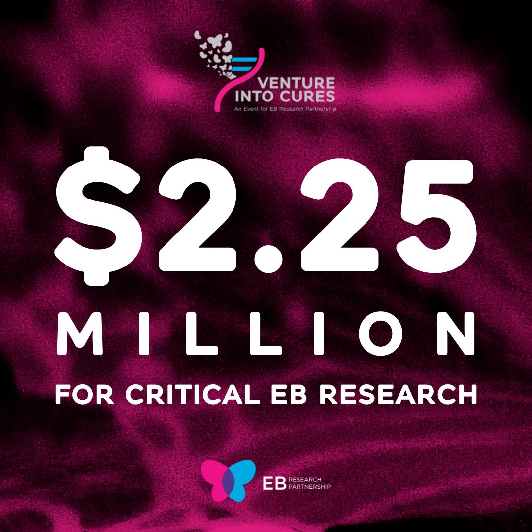 EBResearch's tweet photo. $2,250,000 &amp; counting to #HealEB 🦋✨ Thank you to everyone who donated or simply took the time to watch #VentureIntoCures for joining us to advance our mission to #healEB together. You can join our fight against EB by donating to critical research at https://t.co/7pCKnrorQe 💖 https://t.co/oKcaruvYwS