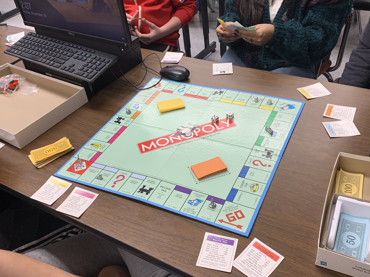 MrsMBurgin's tweet photo. When the internet goes down, we play board games!! So much fun playing Monopoly and The Game of Life today during our “downtime”. The best was when I told them we were back up and running and they just wanted to keep playing 🙂@MHRDBusiness https://t.co/WBB8me79El