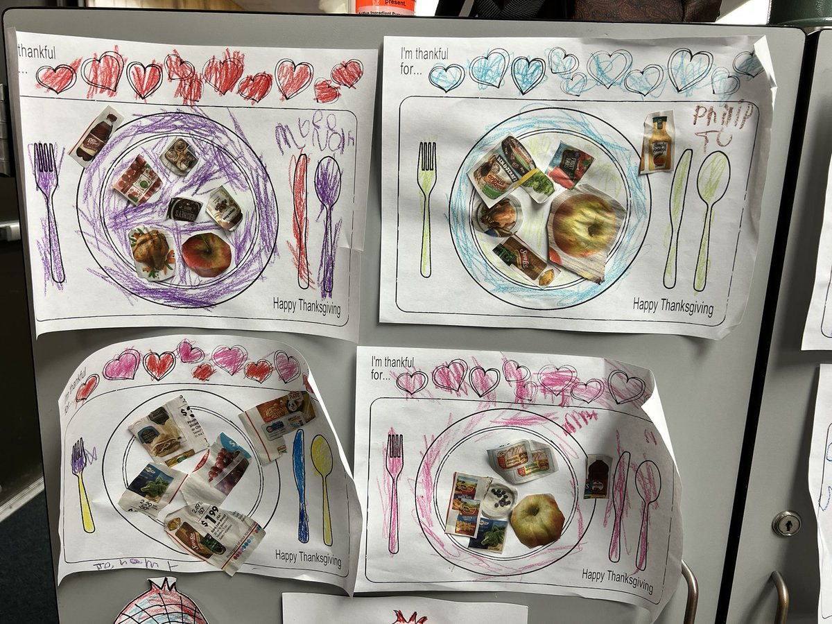 GarzaClass's tweet image. This November, our class learned about how to eat a balanced meal for thanksgiving in order to stay healthy!
Each student picked, cut and glued their own groceries from newspapers!
@MRobinsonElem #ThanksgivingMeal #StayHealthy