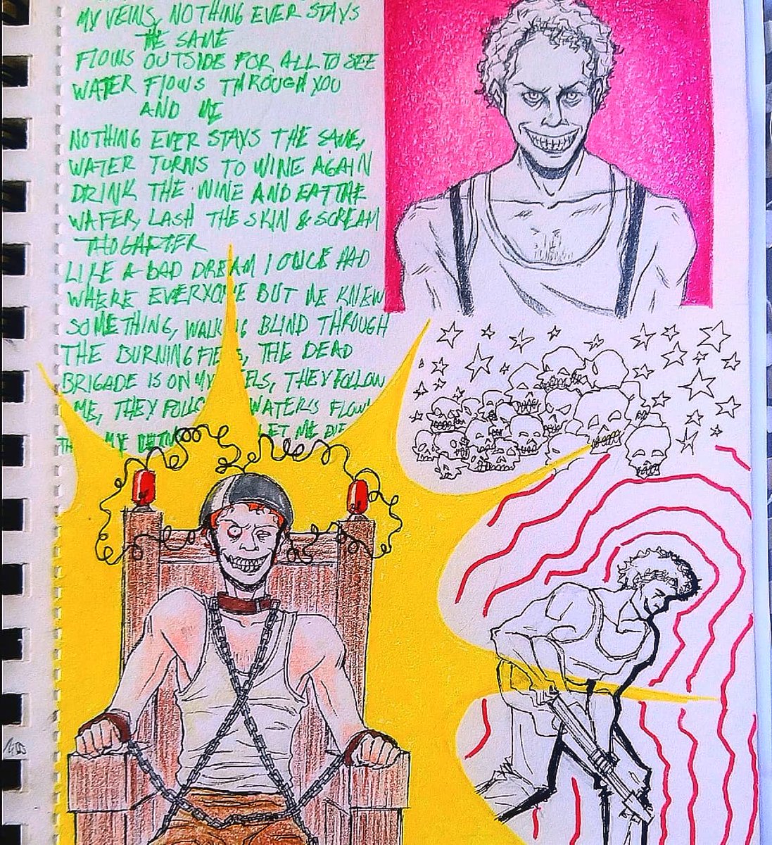 luxmartian's tweet photo. "It's a dead man's party, who could ask for more?"

a page from my sketchbook 
#dannyelfman #oingoboingo https://t.co/qVL7Nzs62s