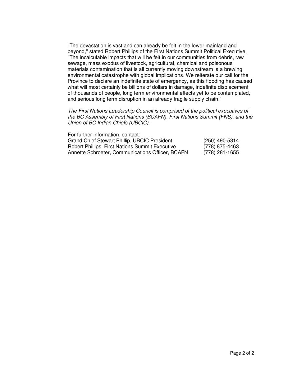 First Nations in BC Experiencing Compounded Emergencies; BC and Canada Must Provide Full Supports: "This is totally unacceptable: time and time
again First Nations have borne the brunt of climate change impacts" bit.ly/3HBpUUJ