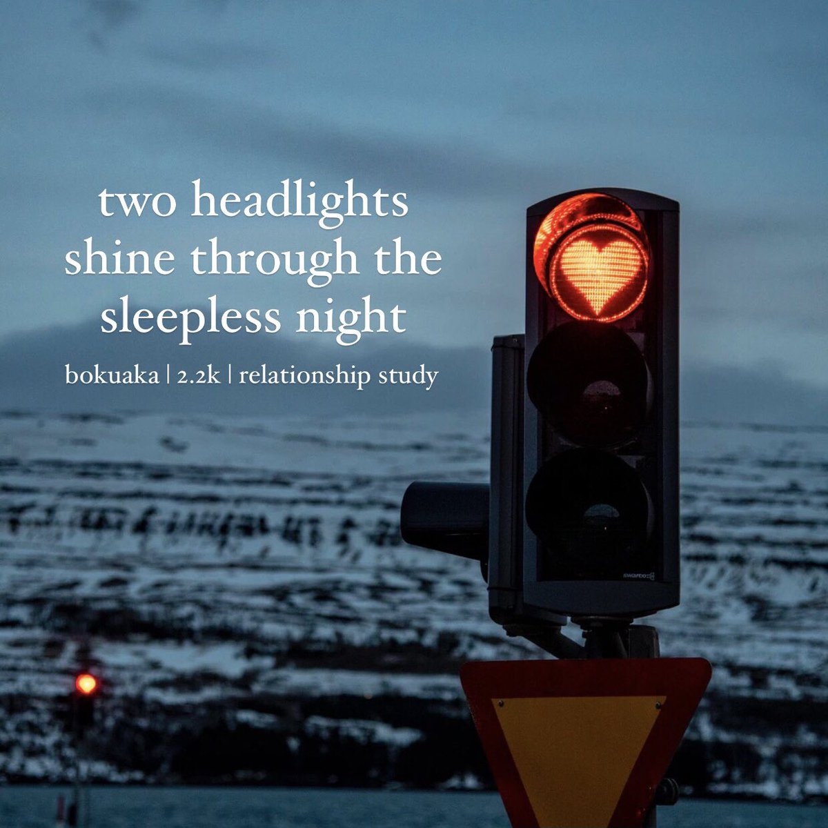 asodlab's tweet photo. two headlights shine through the sleepless night

#bokuaka — established relationship, relationship study, introspection, insecurity, cuddling for warmth  

https://t.co/YnuYk6Ibbm https://t.co/lNK7aZQl9Y