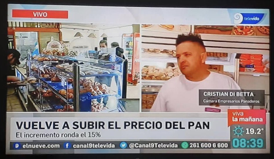 Faipa_Arg's tweet photo. El aumento será inminente a partir de hoy en gran parte del país. Las panaderías no están en condiciones de seguir absorbiendo aumentos. 
“No se pueden seguir absorbiendo los costos de producción” así lo aseguró Cristian Di Betta, pte del CEPA en una entrevista con radio la voz. https://t.co/ecPH5yyJCz