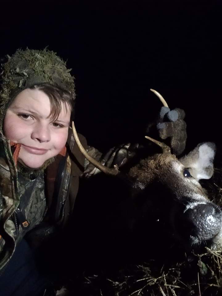 Spent my money I had saved for @packers stock to get hunting stuff so this could happen. My son's 1st time hunting and first deer. Love my packers but I love this kid more. Reminds me of @BrettFavre picture with deer.