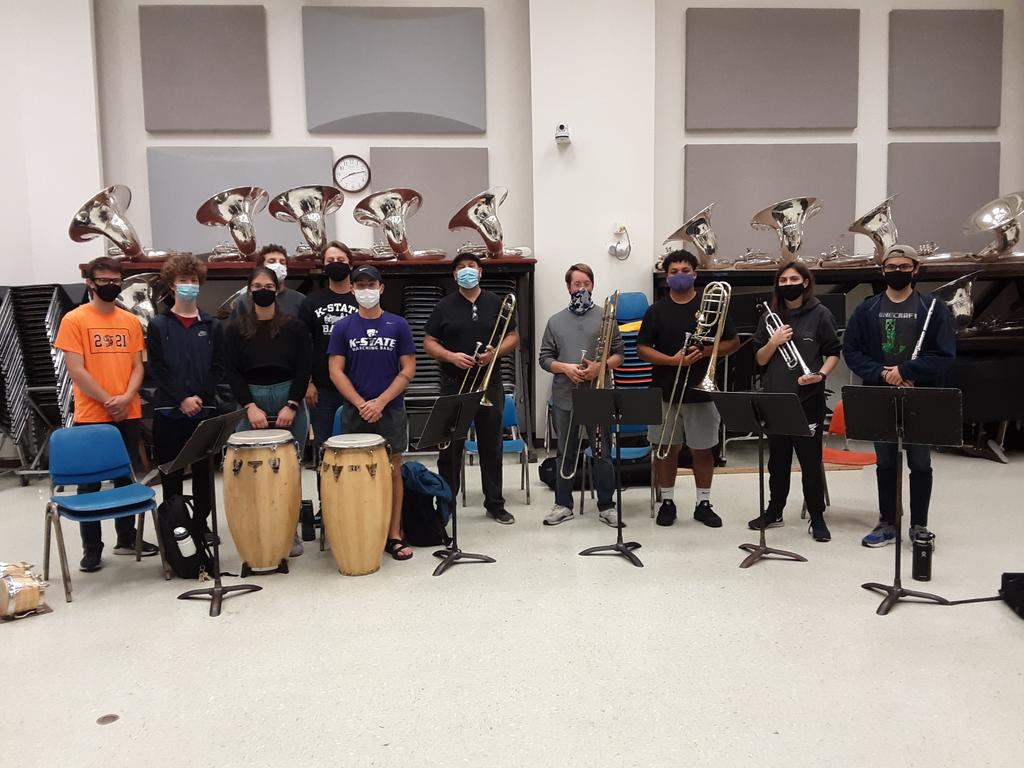 KSTATE_PERC's tweet photo. Thanks to Randy Crawford (center, trombone) for working with the Latin Jazz Ensemble this week! https://t.co/ej1AQpn0UY