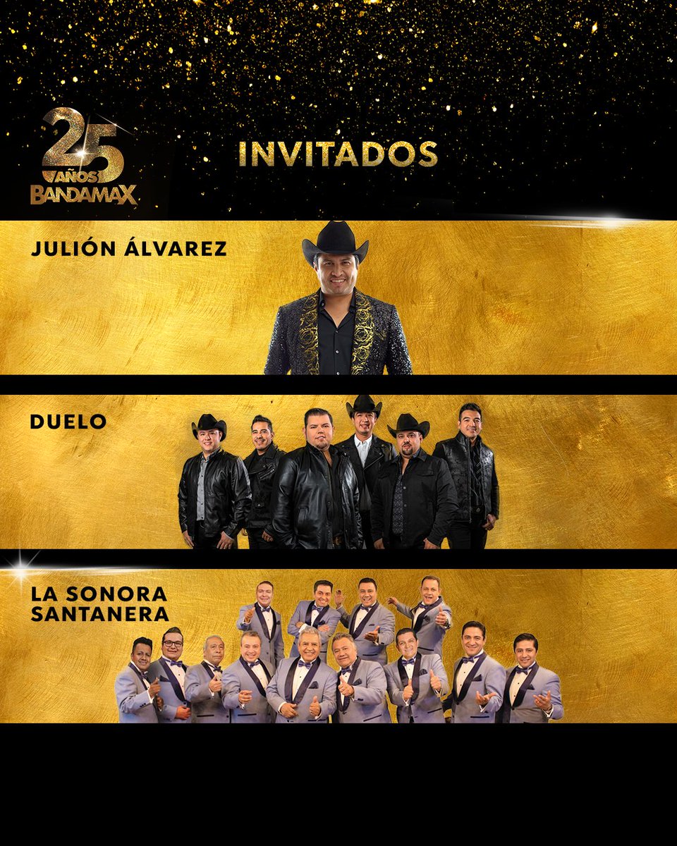 TvBandamax's tweet photo. #Bandamax25Años reunirá a los mejores exponentes del regional mexicano: #JuliónÁlvarez, @DUELOOFICIAL, @SantaneraMX y muchas estrellas más, 1 de diciembre, Palacio de los Deportes 🙌 🤠 https://t.co/Bul92GV4hu