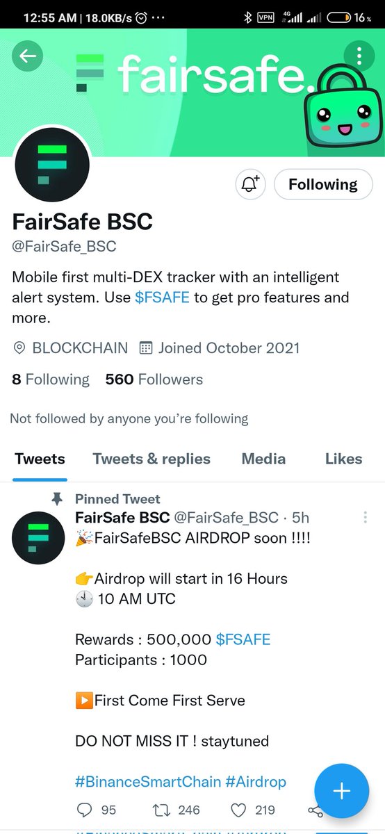 @Airdrop_Infooo @FairSafe_BSC This is a good project, I hope I'm lucky enough

0x2C412d387d9022dbc9E20869BC727BB1aa3aBE25