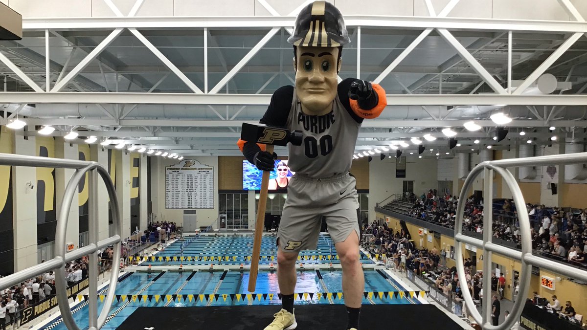 Enjoying having you back at the Burke Aquatic Center, <a href="/PurduePete/">Purdue Pete</a>. You look great up on the Tower. #BoilerUp ⚒️