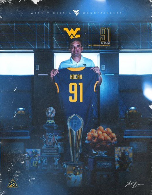 rj_kocan's tweet photo. I am extremely excited and blessed to announce my commitment to continue my academic and athletic career at West Virginia University. @CoachTThompson @CoachKoonz @OneOnOneNJNYPA #oneononetrained #TrustTheClimb #TakeMeHome https://t.co/PpCCN95pzl