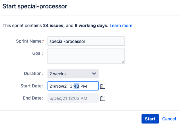 f2prateek's tweet photo. Who has ever used the minutes field when starting a sprint? https://t.co/cFbo0UIsUZ